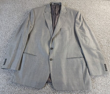 Lauren Ralph Lauren Sport Coat Mens 48L Gray Plaid Silk Wool Two Button Blazer