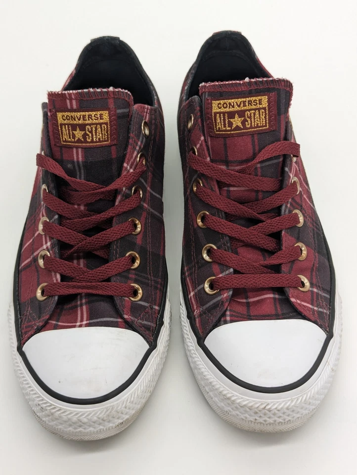 Converse All-Stars бордовый бордовый бордовый клетку женщин размер 10 низкий верхний Chuck Taylor - Изображение 3 из 4