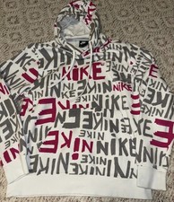 Nike Mens M Sportswear Club Hoodie Skater Gray Pink All Over Print