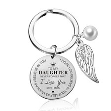 To My Daughter Keychain from Dad Mom Inspirational Gift Never Forget That I Love