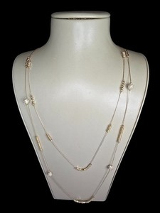 Authentic Express Women's Stylish Gold Plated Rhinestone Station Double Layer Necklace NWT