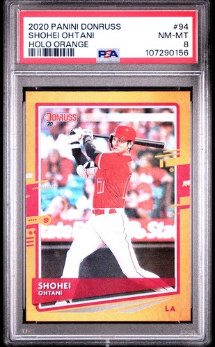 2020 PANINI DONRUSS HOLO ORANGE #94 SHOHEI OHTANI PSA 8