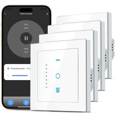 WLAN Rollladenschalter 1/2/4 Fach Smart Alexa Google Home App Touch Timer Weiß
