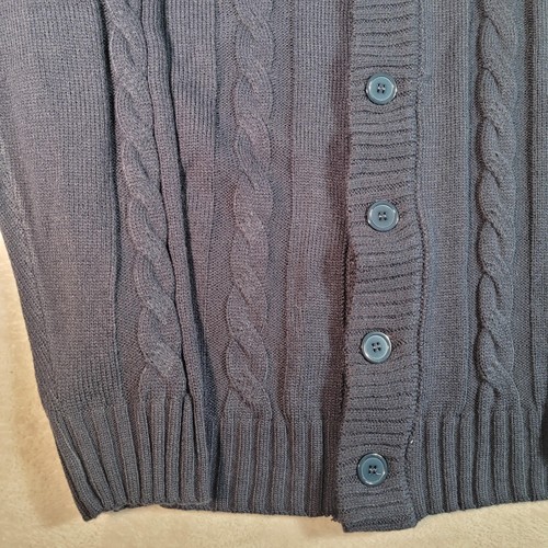 Paul Jones Pullover Herren XL dunkelblau Zopfmuster Cardigan Knopfleiste Stehkragen - Bild 4 von 14