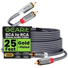 GEARit RCA Cable 25FT 2RCA Male to Stereo Audio 25 Feet, Gray