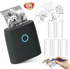 Jadens Mini Sticker Thermal Pocket Printer + Roll Paper, Model# JD-21, Black