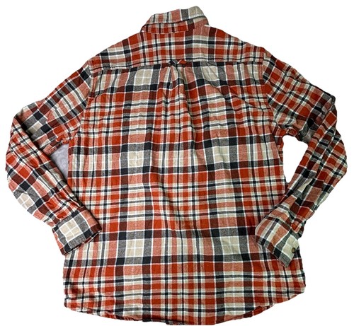 Eddie Bauer Shirt Mens Large Orange Plaid Long Sleeve Button Up Outdoors Flannel - Picture 5 of 9