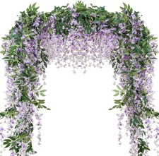 3Pcs 7.2Ft/Piece Artificial Flowers Wisteria Garland Artificial Wisteria Vine...