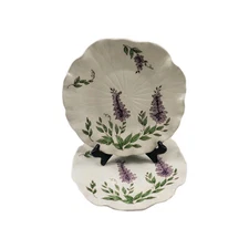 Metlox Potteries Lotus WISTERIA Hand Decorated Dinner Plates USA Set of 2