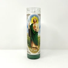 St. Jude Thaddeus San Judas Tadeo Green Pillar Devotional Candle + Prayer  / USA