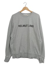 Helmut Lang Sweatshirt Herren Gr. L/40 Grau Logo Print Baumwolle