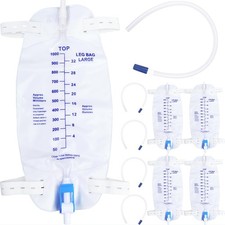5 Pack 1000ml Leg Bag Urinary Drainage Bag With Adjustable Shoulder Straps And