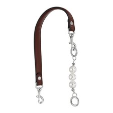 20 Inch PU Leather Purse Strap with Silver White Buckles and Pearl, Dark Brown