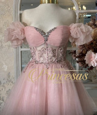 Quincea era Shimmering Dress pink