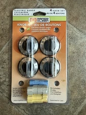 Range Kleen 4 Pack Knob Set Kit For Electric Ranges Black & Silver