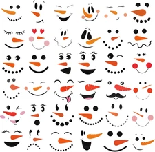 36 Pcs Snowman Faces Christmas Vinyl Stickers for Crafts Snowman Face Decals Gla