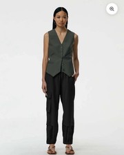 Tibi Tropical Wool Wilt Pull On Jogger Sz XS Long In Black