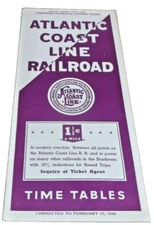 FEBRUARY 1940 ACL ATLANTIC COAST LINE RAILROAD CONDENSED PUBLIC TIMETABLE