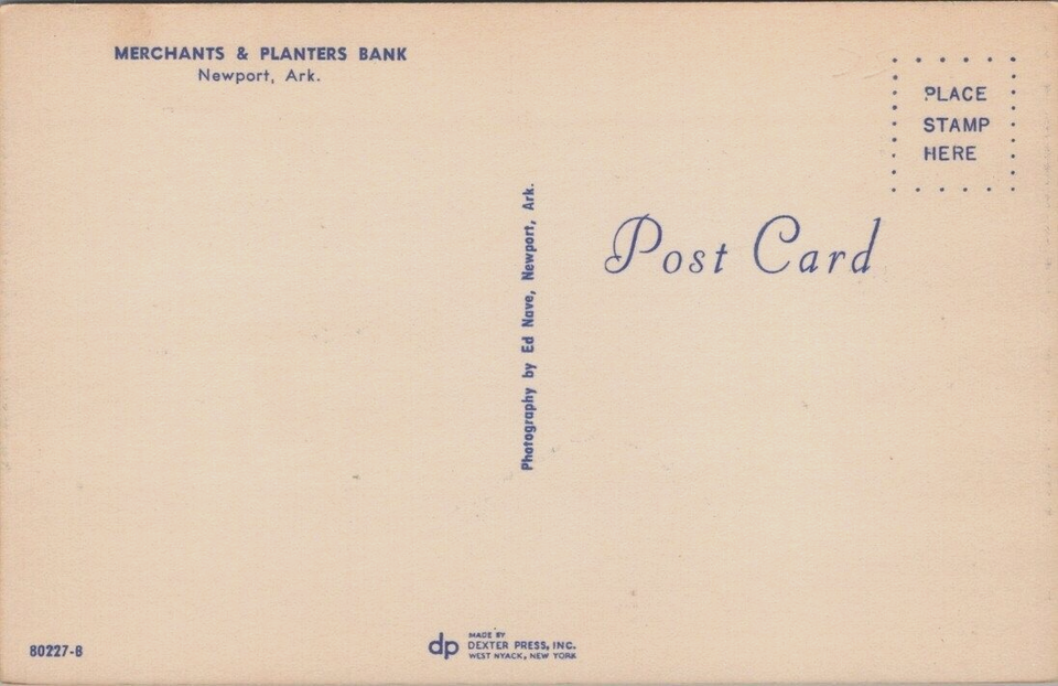 Merchants & Planters Bank Brick Newport Arkansas c50's Cars Parking