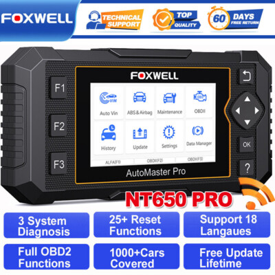 Foxwell NT650 Pro bidirektionaler ABS-SRS-Auto-OBD2-Scanner Diagnose-Reset-Gerät