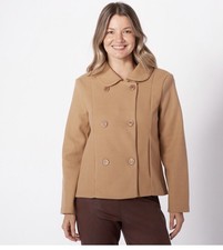 Kim & Co Light Camel Coat Double Breasted M Bnwt