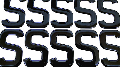 Resin / Gel gewölbt schwarz Nummernschild Buchstabe ''S'' SET 10 Nummernschild Buchstaben