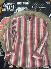 TOMMY BAHAMA mens Lrg brown pink plaid l/s cotton dress shirt spread collar