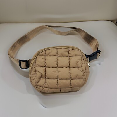 Women s Tan Puffer Crossbody Quilted Bag