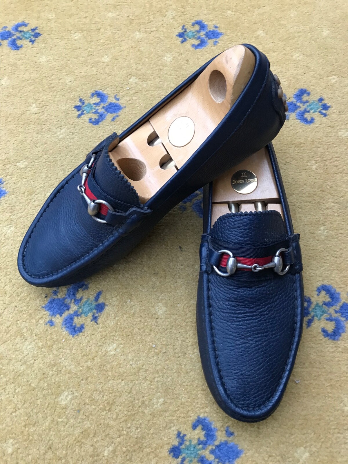 Gucci Leather Horsebit Web Blue Red Shoes Loafers Drivers Mens US 9 UK 8.5 42.5 thumbnail 3