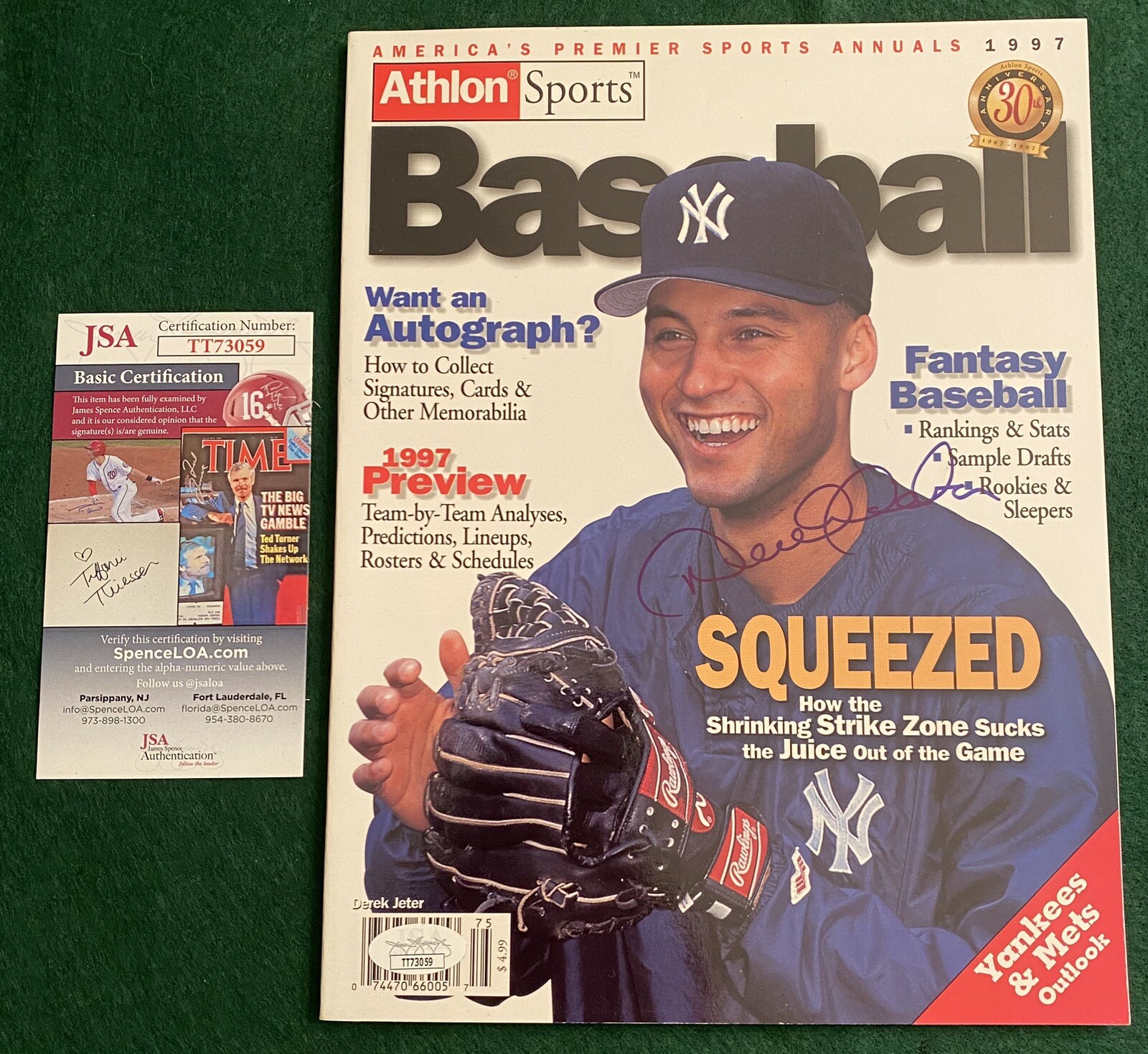 DEREK JETER signed ATHLON SPORTS MAGAZINE 1997 autograph sig JSA COA ...