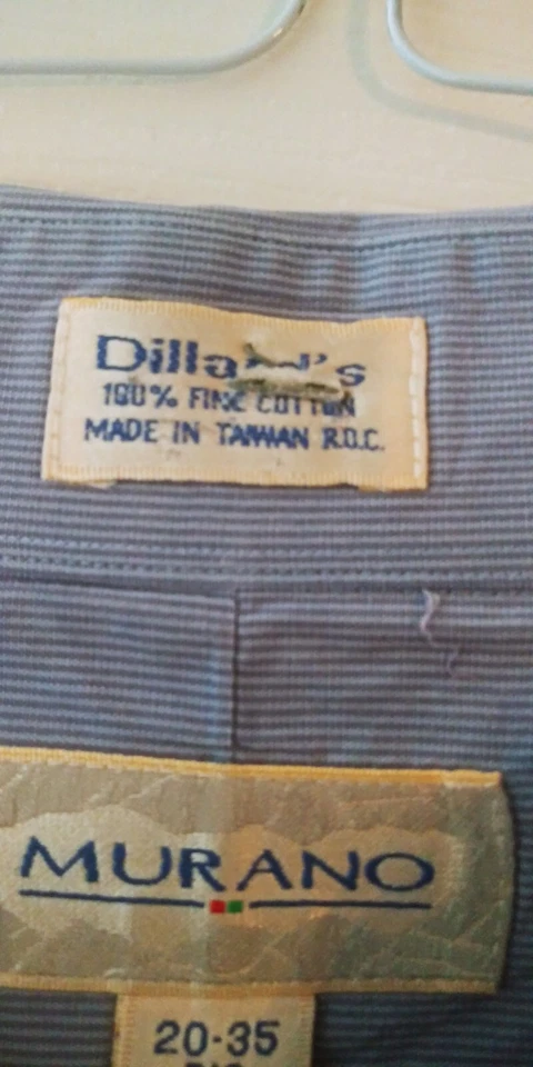 Murano Dress Shirt Adult 20/35 Big. Blue Blended Button Up Long Sleeve - Image 2 of 4