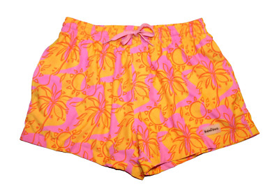 Kulani Kinis Swim Shorts Small 28.5 inch Waist Pink & Orange Sun Palm Trees