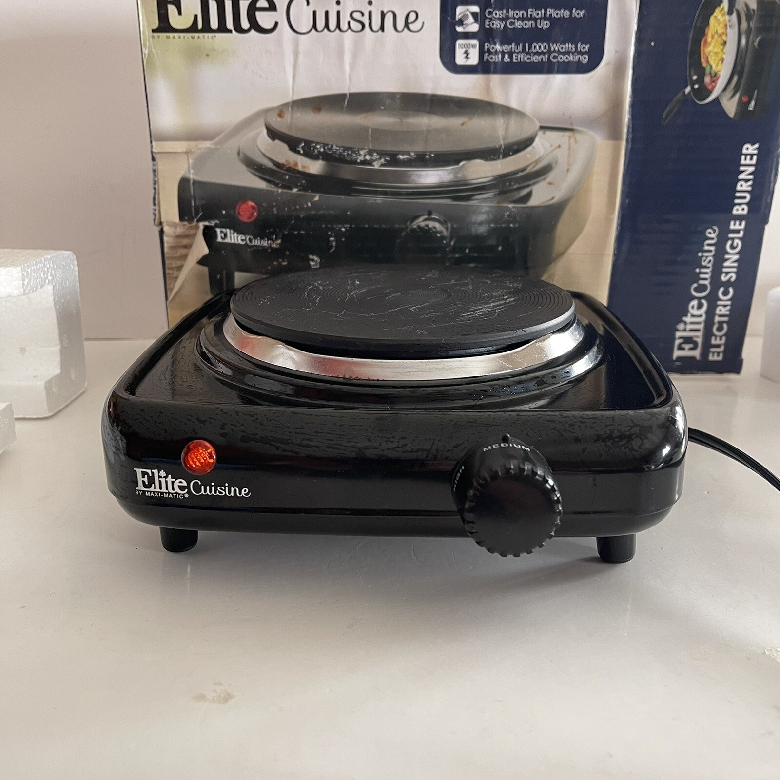 Elite Cuisine single electric burner new open box black works tested | eBay