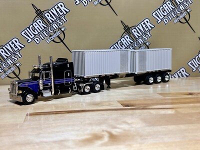 DCP 1/64 Peterbilt389 重機運搬 DCP 1/64 Peterbilt 389 With Container Trailer Semi Truck Farm Toy
