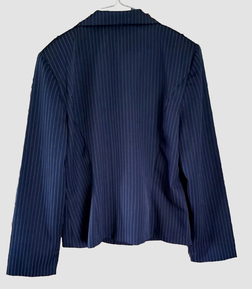 TRAJE PANTALÓN USADO DANNY & NICOLE 2 PIEZAS AZUL CON RAYAS ROSA TALLA 14 Foto 2 de 4