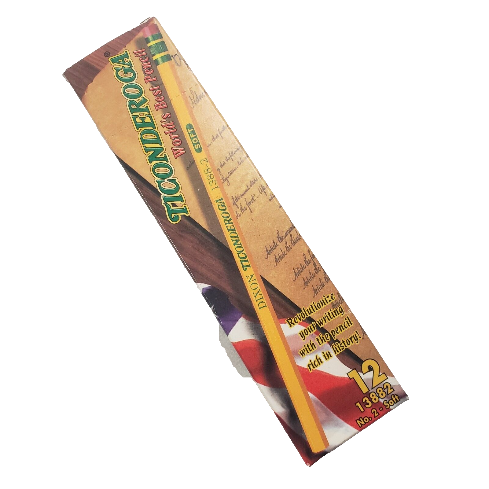 Vintage Dixon Ticonderoga 13882 #2 Soft Pencils 12 Count NOS USA Made-image