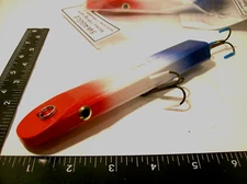 Musky Topwater / Dive & Rise 7" Wood Fishing Lure - Red, White and Blue- USA WRS