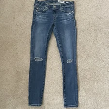 AG Adriano Goldschmied Jeans Womens 25 Legging Ankle Super Skinny Ripped Knees