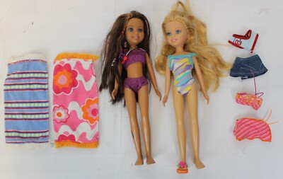 Barbie 3 Wee Friends Splash! Splash! Set Stacie Janet Dolls Swimsuit  Beach Pool