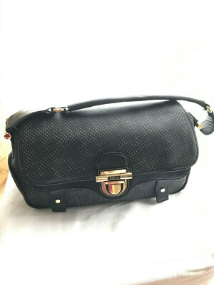 schwarze Leder Schultertasche Tous