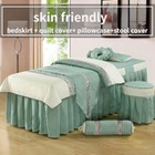 4 Pcs Quilting Bedding Set Beauty Salon Massage Tuina Spa Duvet Cover +Bedskirt
