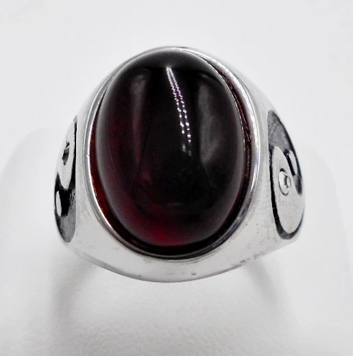 ANILLO HOMBRE ROJO RUBÍ SYN YIN YANG FENG SHUI TAICHI BANDA DE LA SUERTE TAOÍSMO TALLA 9 Foto 2 de 4