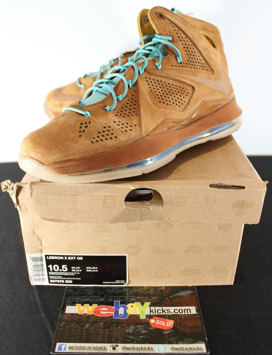 Nike Air Lebron X 10 EXT Hazelnut Suede Blue Sneakers Men's Size