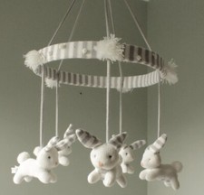 Zubels Bunny Round Knit Mobile for Baby Nursery by Neimans Rare Sooo Cute Easter