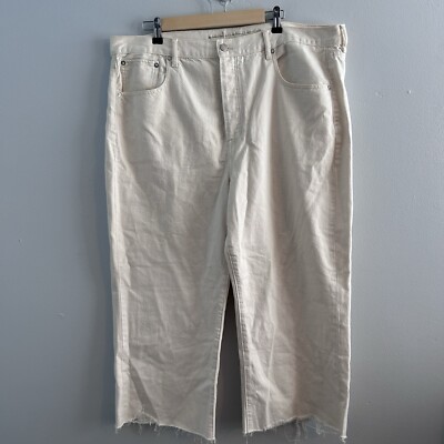 American Eagle Jeans Womens Size 20 Short Wide Leg Crop Cream Button Fly