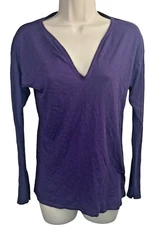 Michael Stars Womens Purple Long Sleeve Shirt One Size OS Lightweight Ribbed Arm