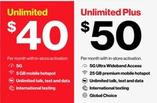 $50 UNLIMITED 5G DATA NEW 2025 ( $39.99 A MONTH )