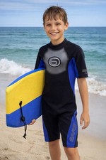 BARE Boys Short-Sleeve Wetsuit Size 10 Black Blue Barely Used