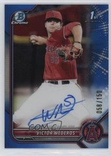 2022 Bowman Draft Chrome Pick Blue Refractor 58/150 Victor Mederos Auto 2x4