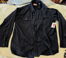 Wrangler Men s Black Cotton Long Sleeve Work Shirt Button-Up Chest Pockets XL